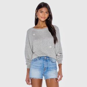 Rails Theo Sweatshirt Melange Grey Daisy Embroidery Sz Med
